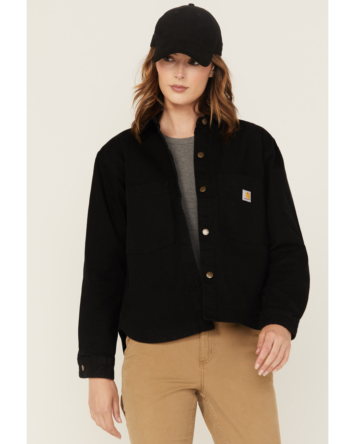 Carhartt Women's Rugged Flex Loose Fit Heavyweight Duck Long Sleeve Button-Down Work Shirt