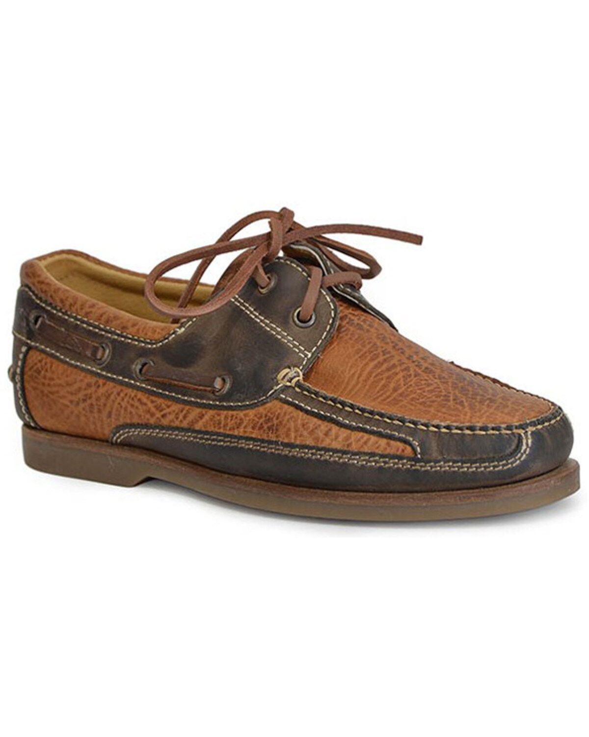 Stetson Men's Dillon Burnished Bull Shoulder Casual Boat Shoes - Moc Toe