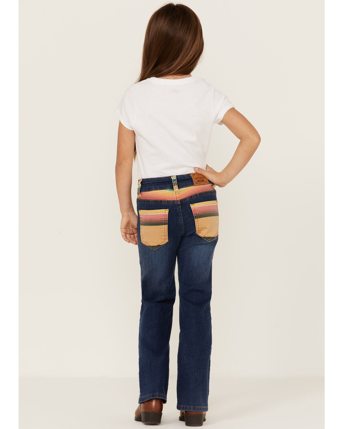 Ranch Dress'n Girls' Medium Wash Serape Pocket Stretch Regular Bootcut Jeans