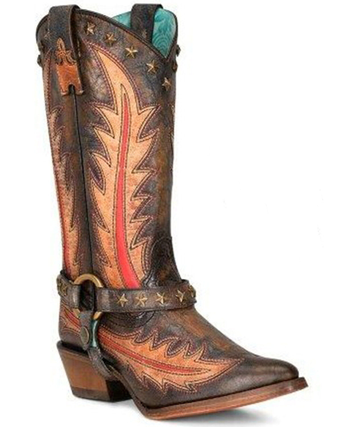 Corral Women's Star Studded and Harness Western Boot - Snip Toe