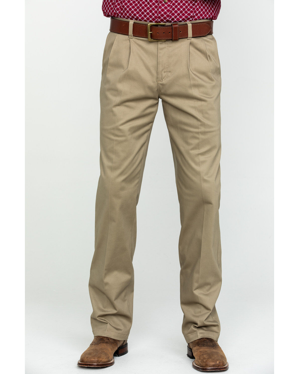 Wrangler Men's Khaki Casual Pleated Front Western Pants
