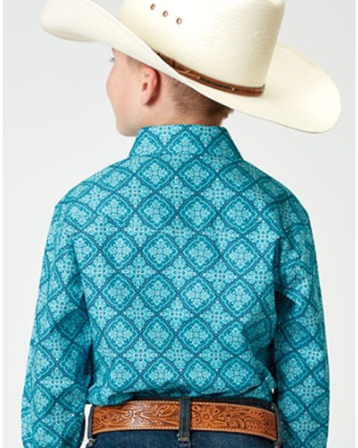 Roper Boys' Geo Print Long Sleeve Snap Western Shirt