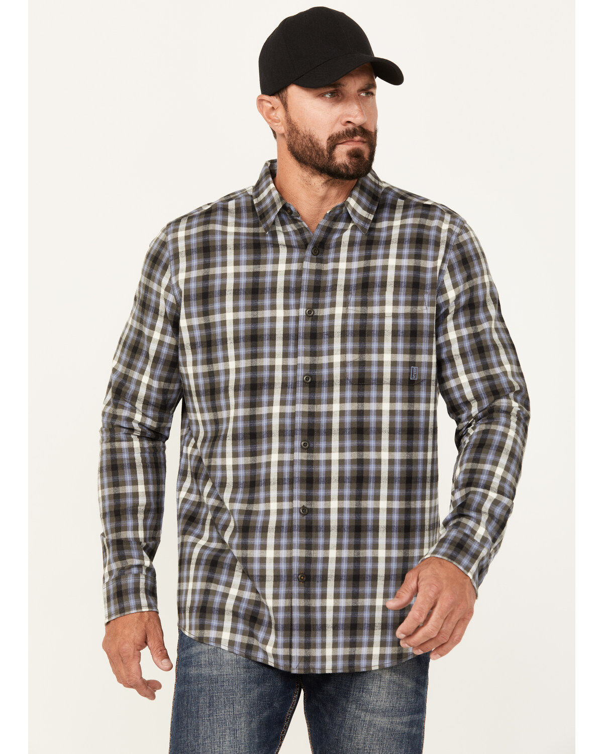 Brothers and Sons Men's Plaid Print Long Sleeve Button Down Shirt