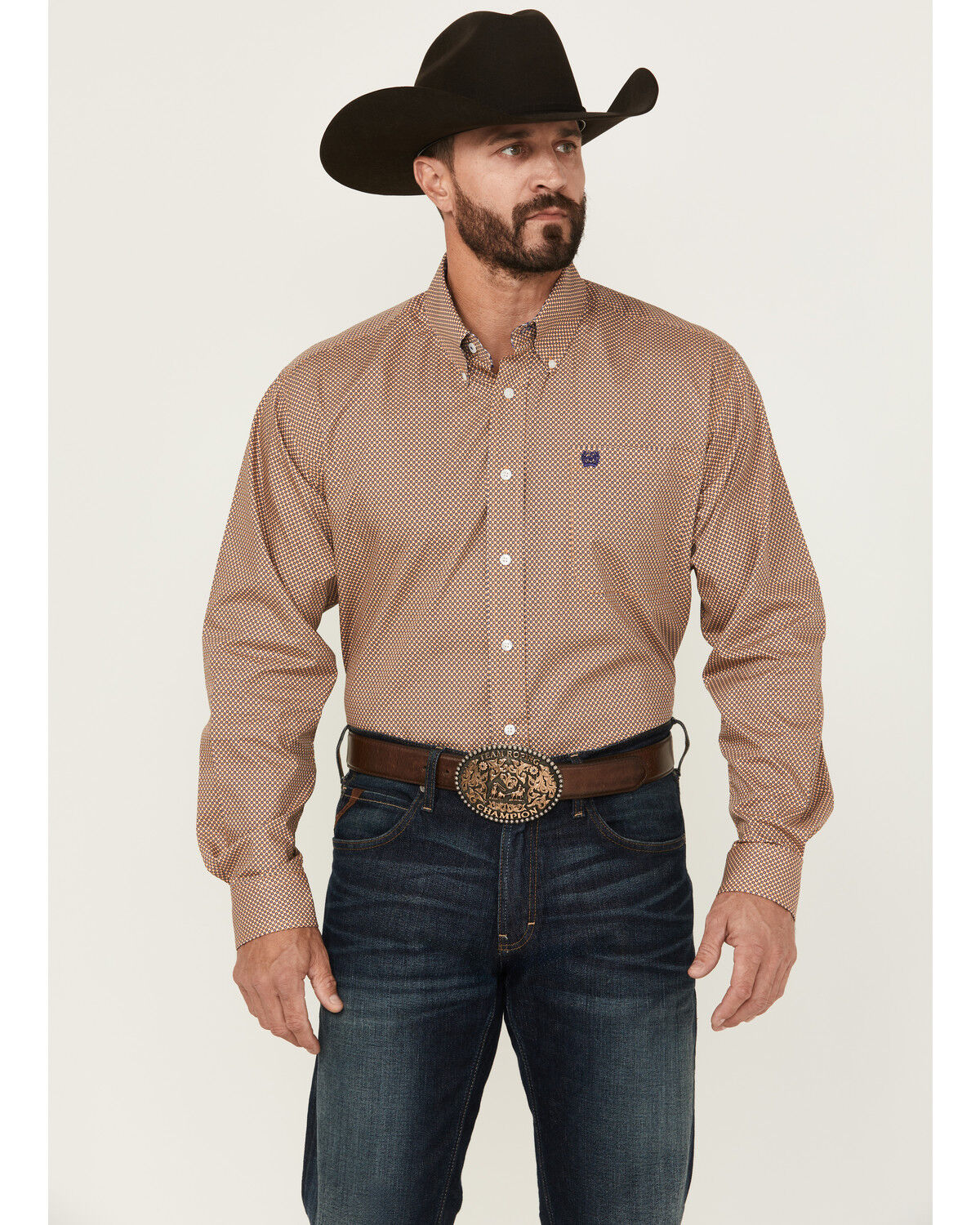 Cinch Men's Geo Print Long Sleeve Button-Down Western Shirt