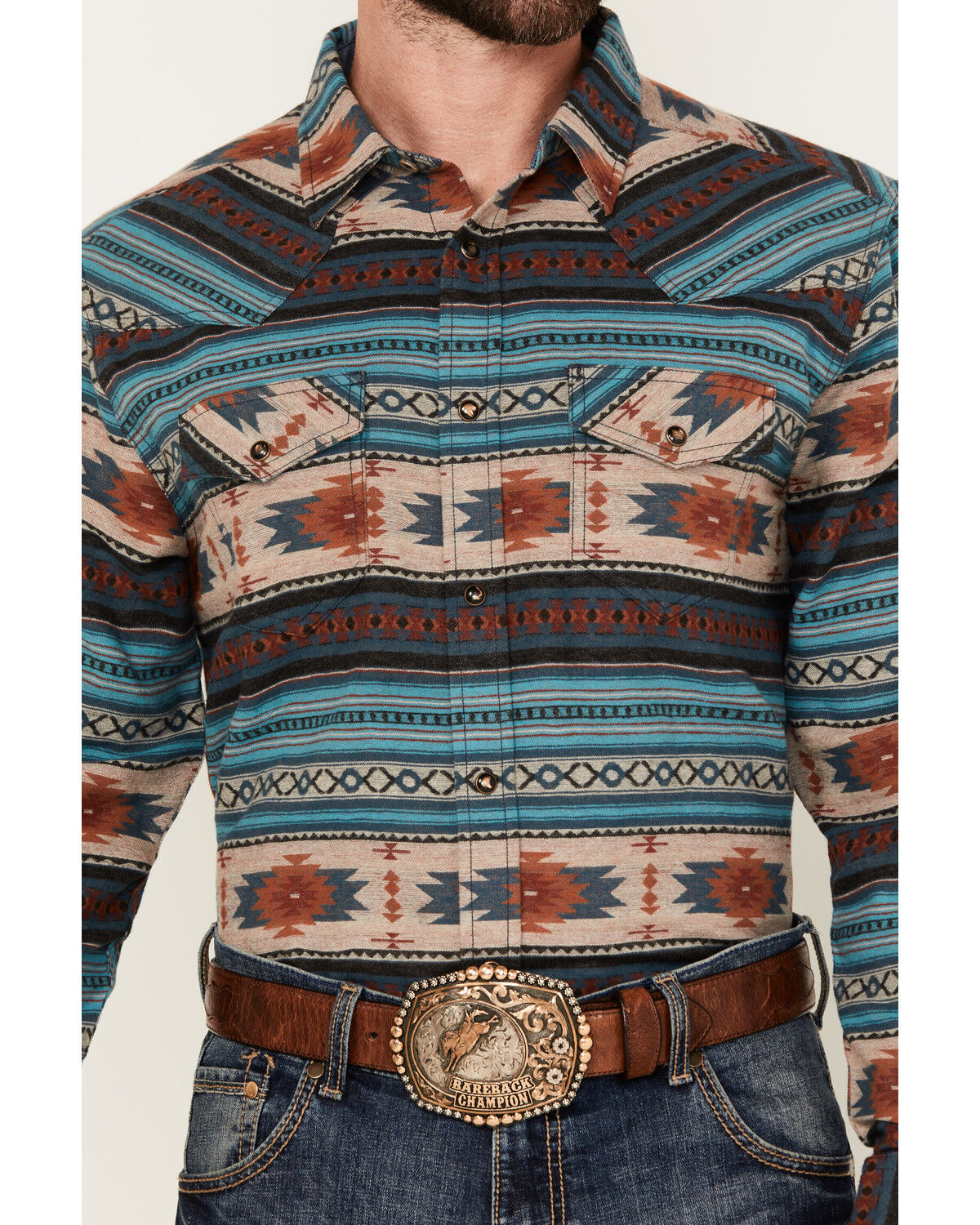 Cody James Men's Bandera Southwestern Striped Long Sleeve Snap Western Shirt
