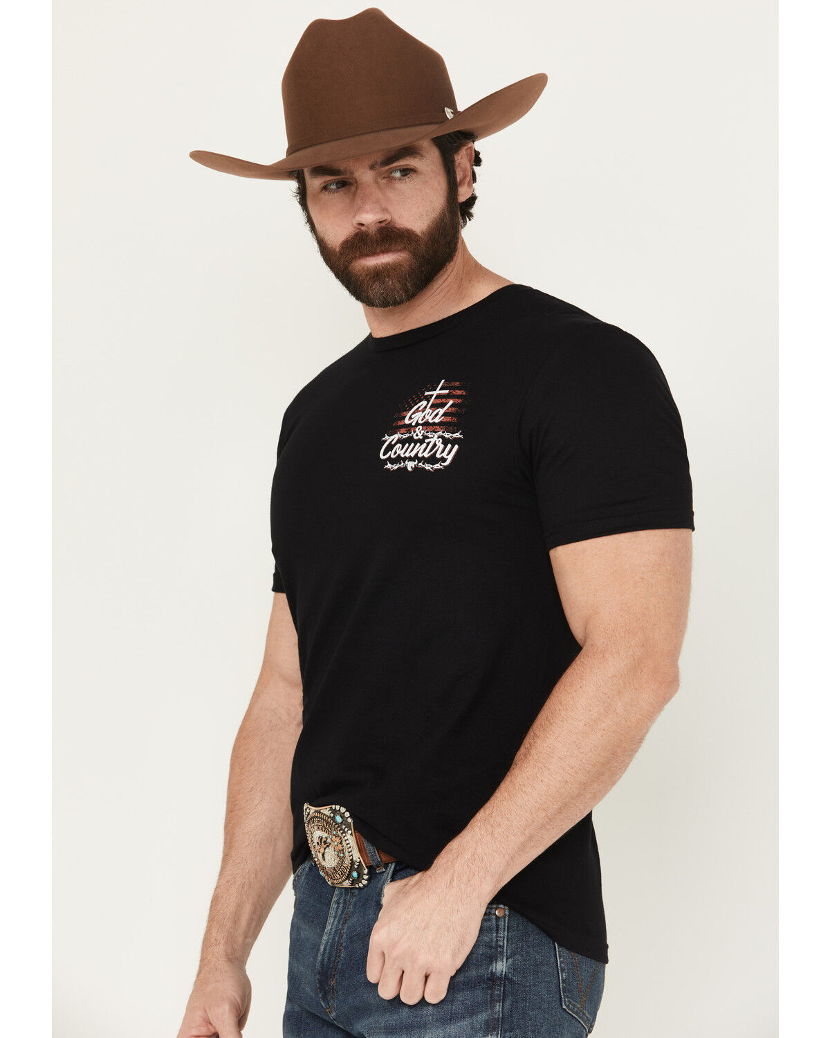 Cowboy Hardware Men's God And Country Short Sleeve Graphic T-Shirt