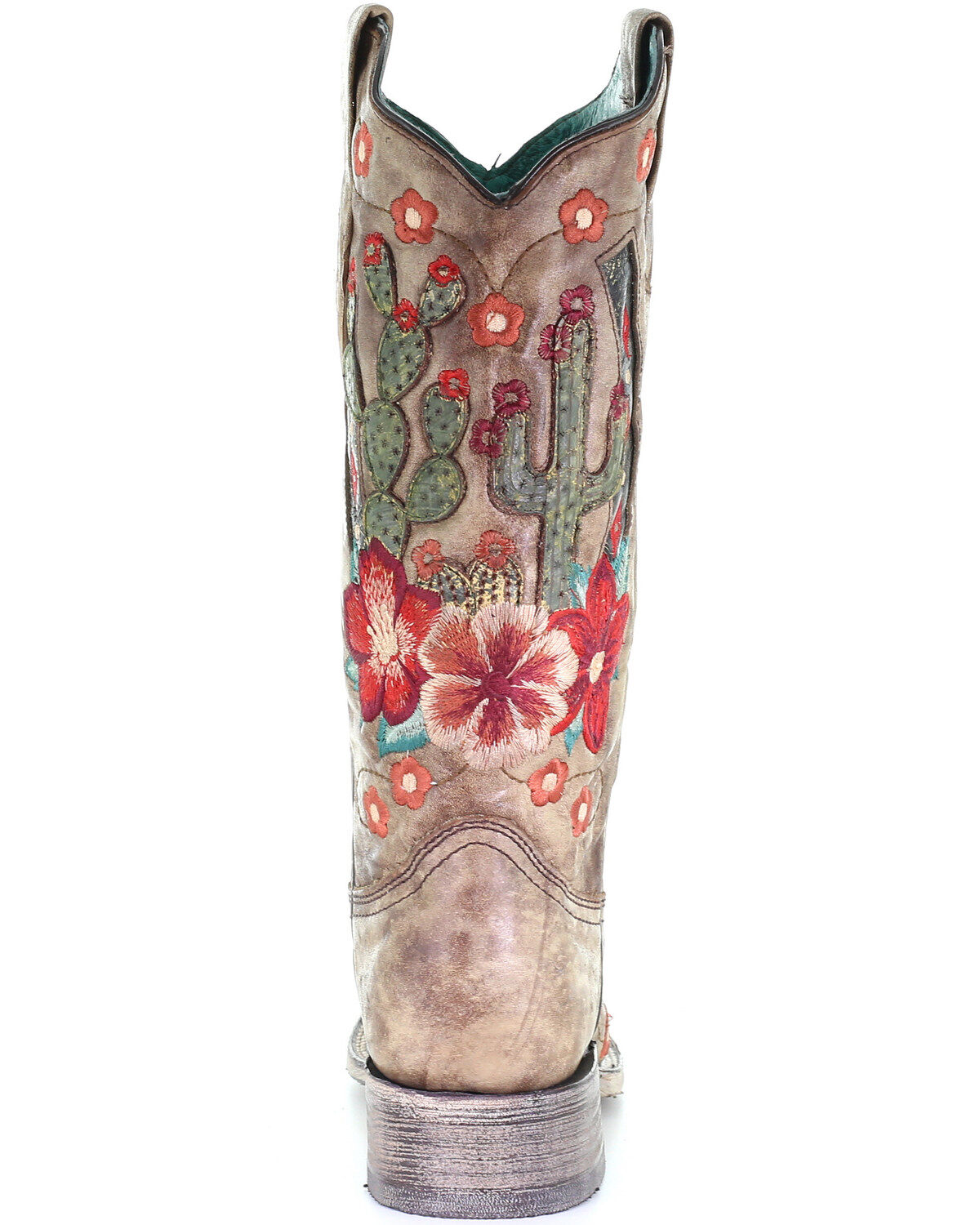 Corral Women's Cactus Floral Embroidery Overlay Western Boots - Square Toe