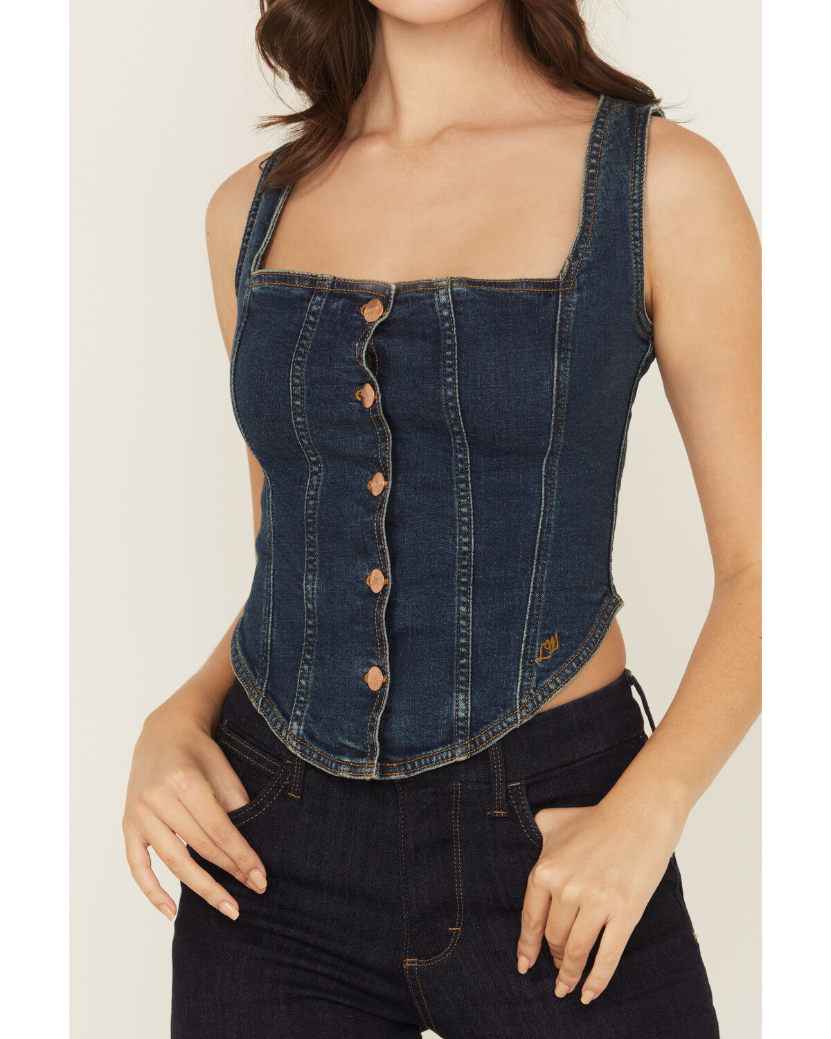 Wrangler x Lainey Wilson Women's Pony Up Button-Down Bustier Denim Top