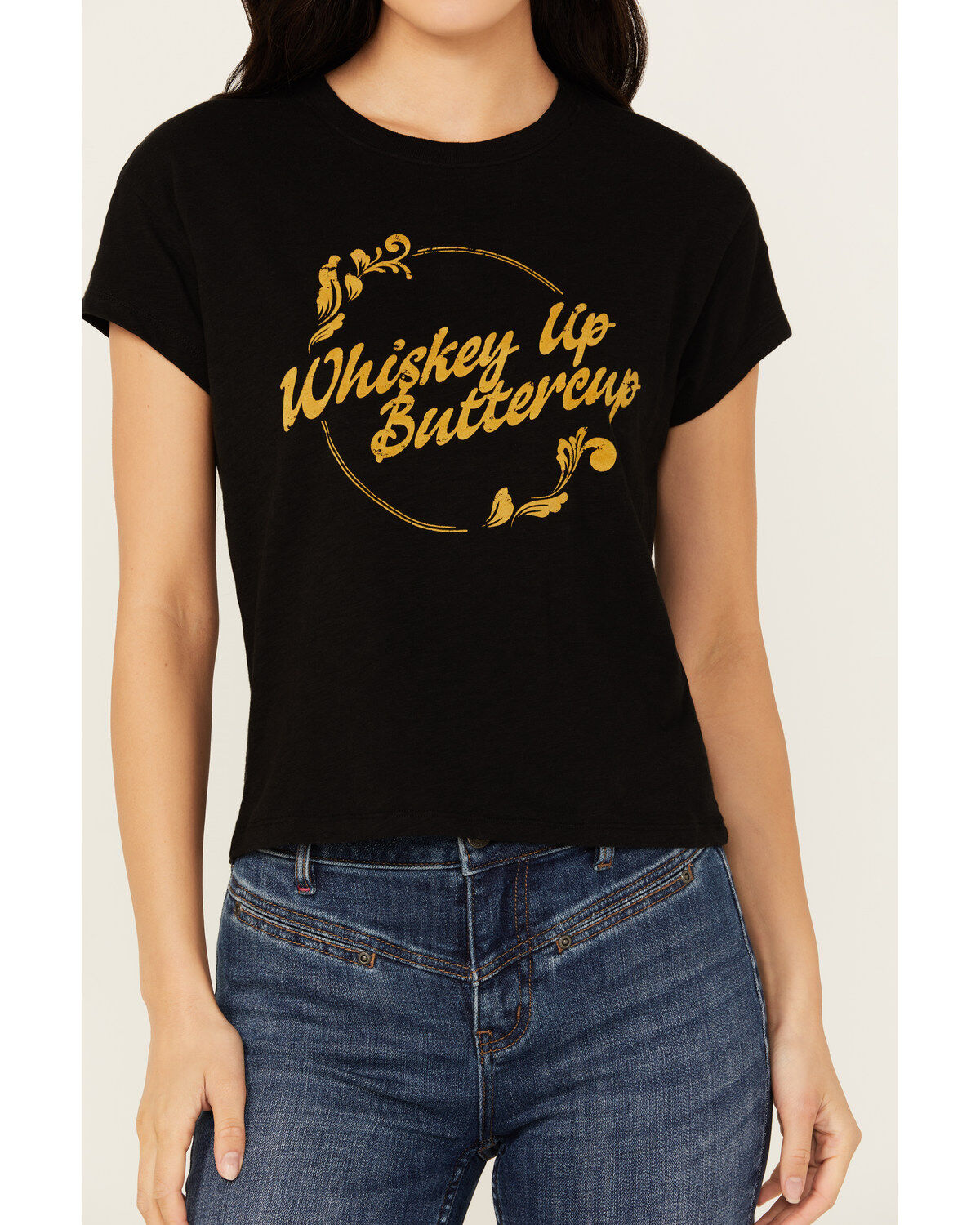White Crow Women's Whiskey Up Flocked Short Sleeve Graphic Tee
