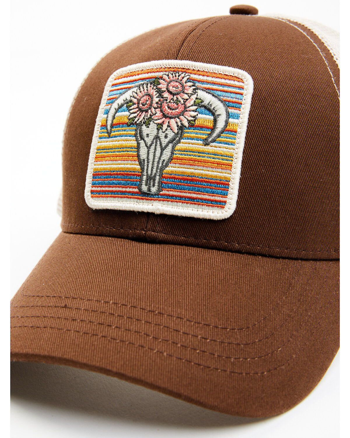 Shyanne Women's Serape Floral Steerhead Patch Mesh-Back Ball Cap