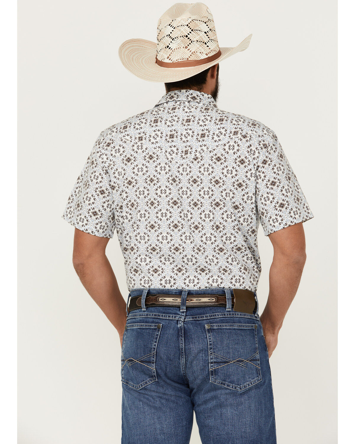 Cody James Men's High Plains Southwestern Print Short Sleeve Snap Western Shirt