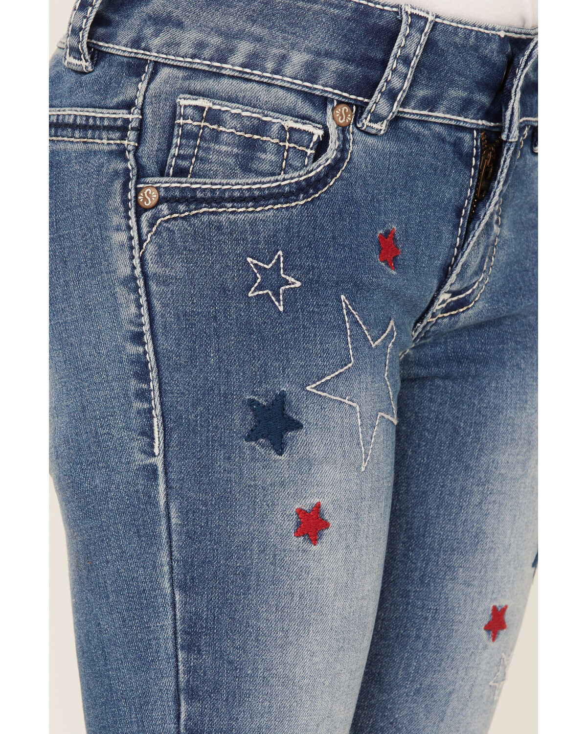 Shyanne Little Girls' Light Wash Americana Star Flare Jeans