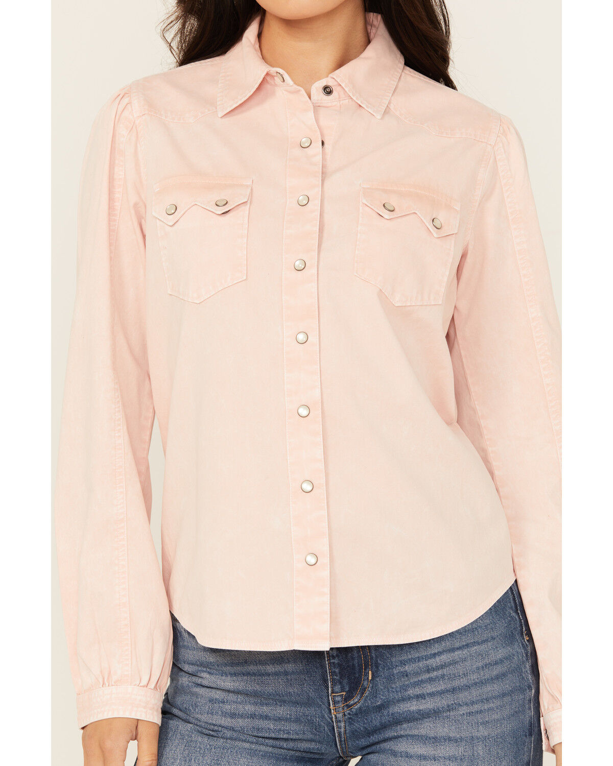 Cruel Girl Women's Solid Long Sleeve Pearl Snap Western Shirt