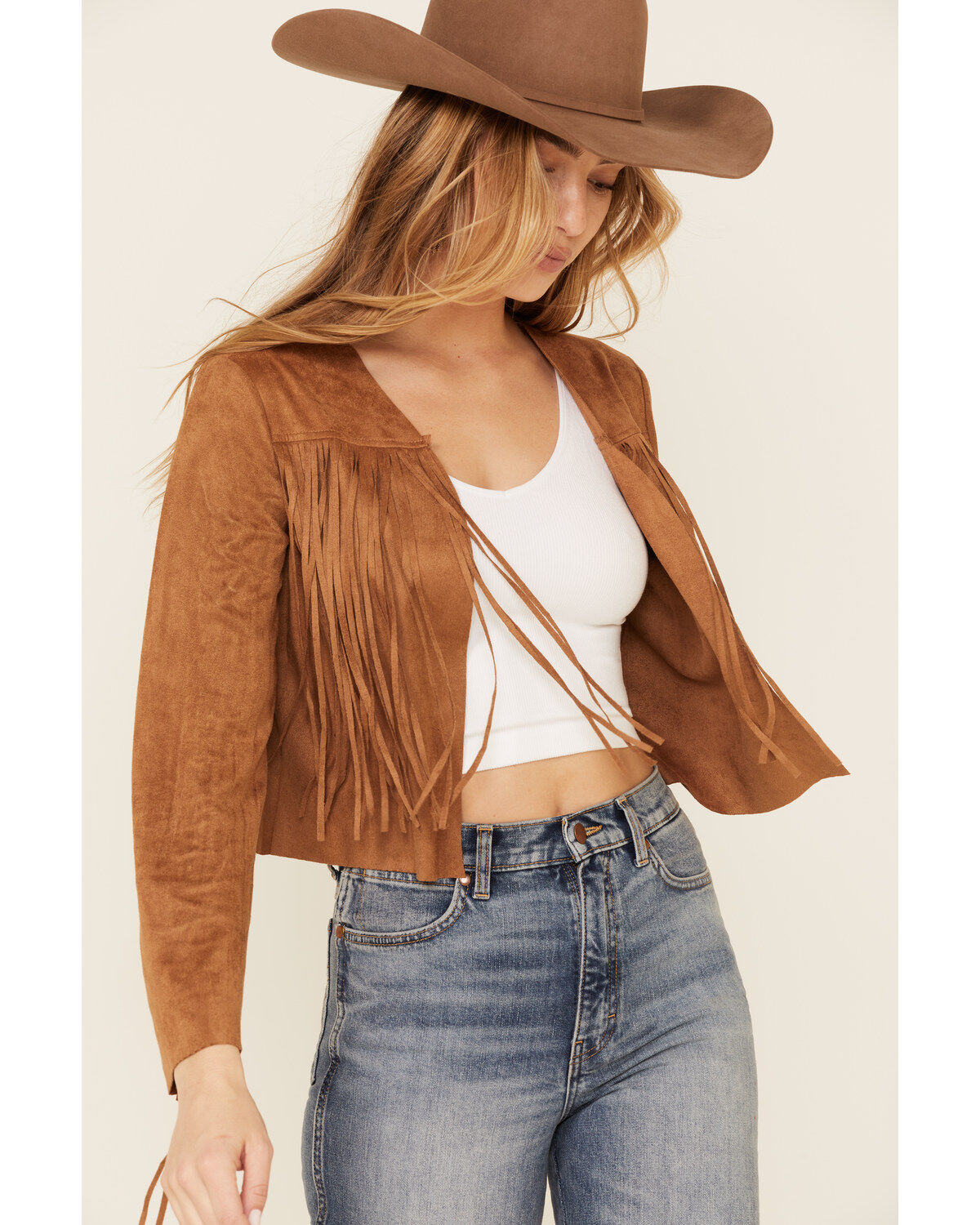 Vocal Women's Faux Suede Western Fringe Jacket