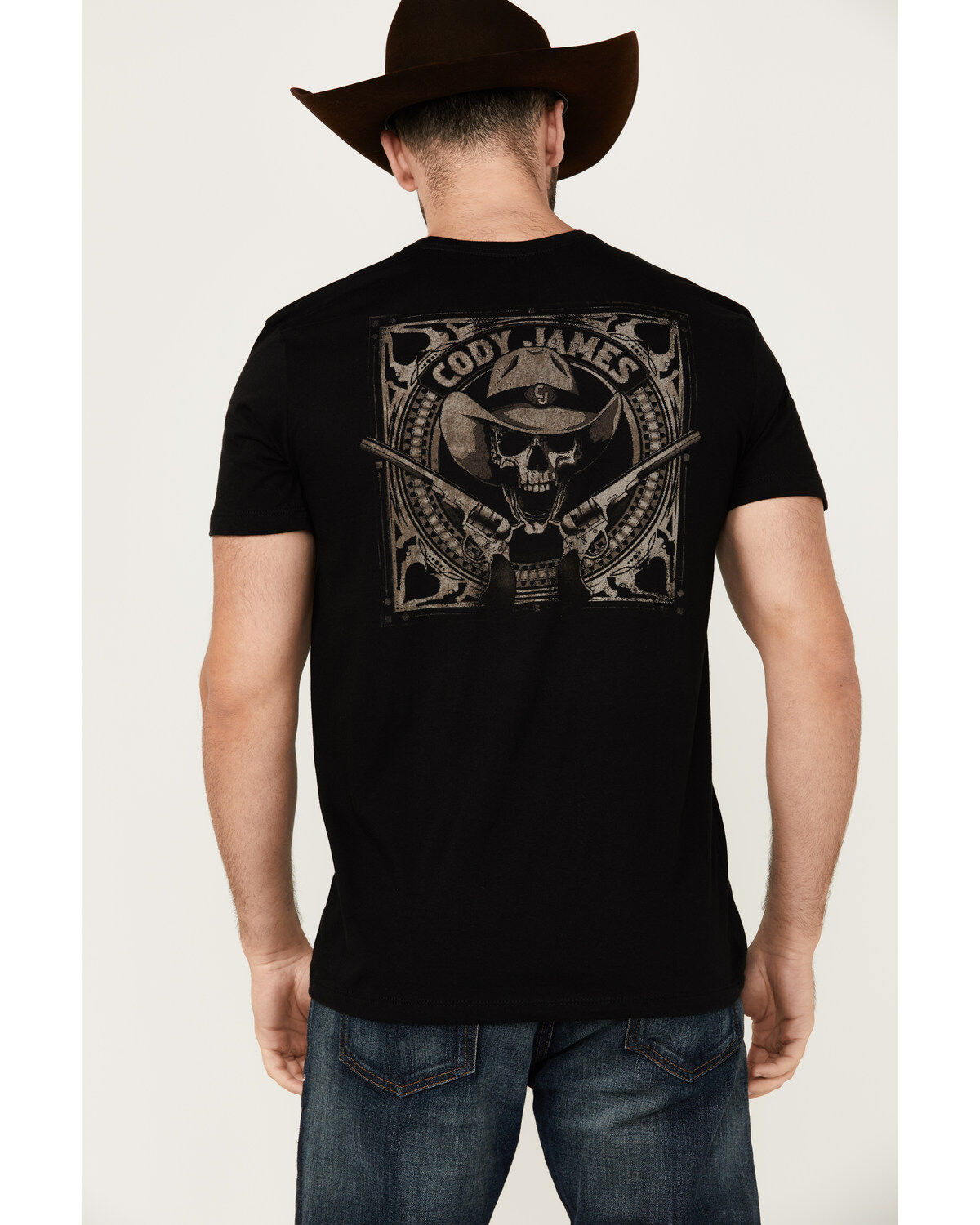 Cody James Men's Armed Skeleton Cowboy Short Sleeve Graphic T-Shirt
