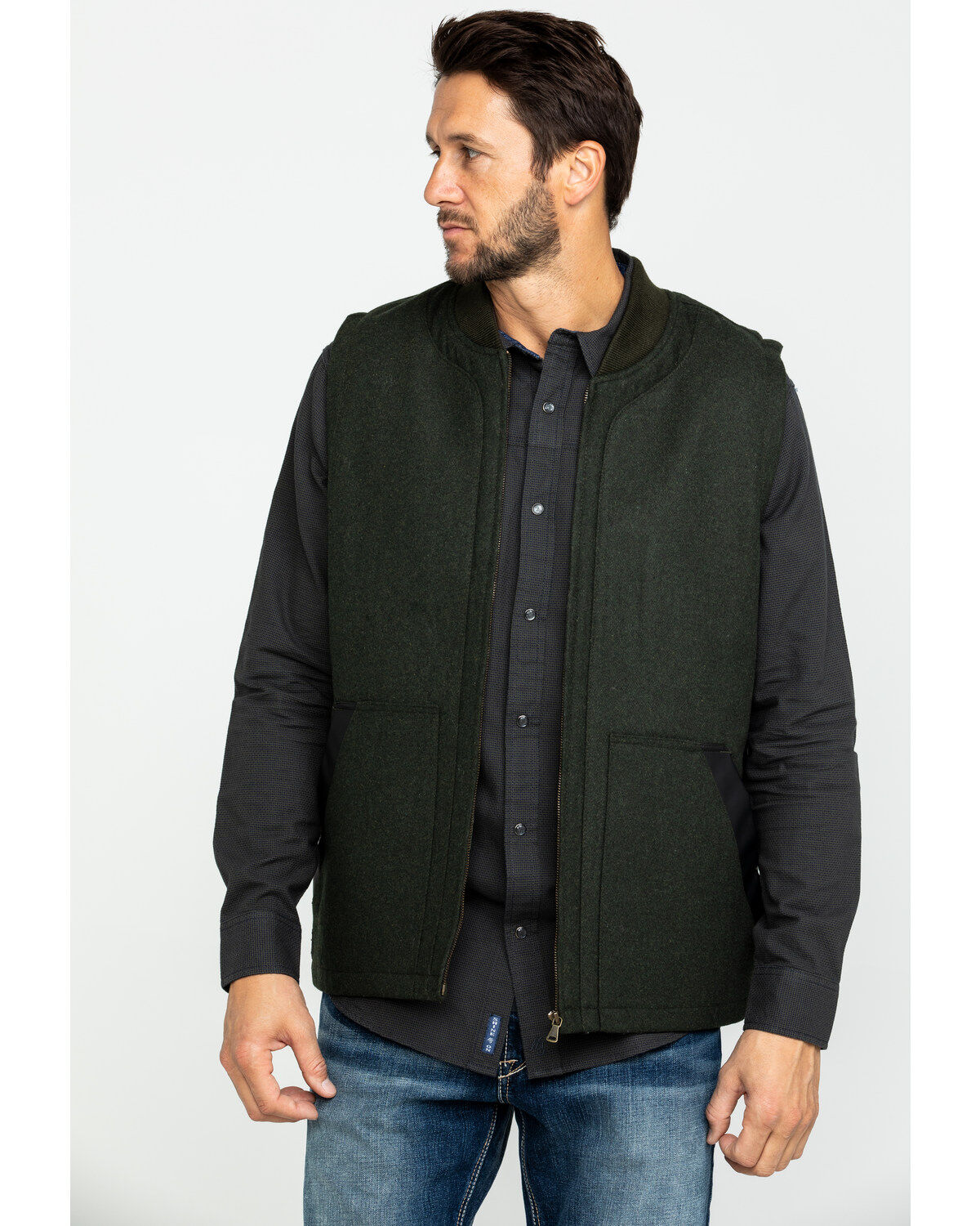 Cody James Men's Grover Wool Blend Leather Pocket Vest