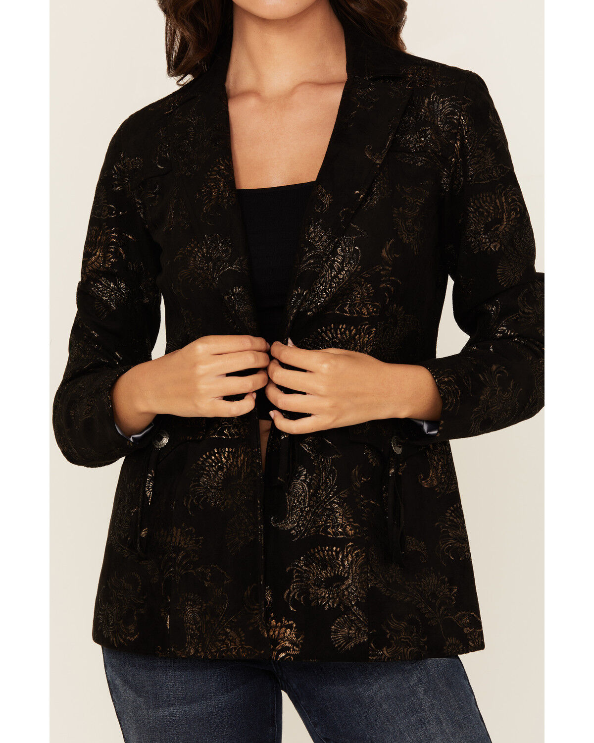 Shyanne Women's Metallic Printed Faux Suede Blazer