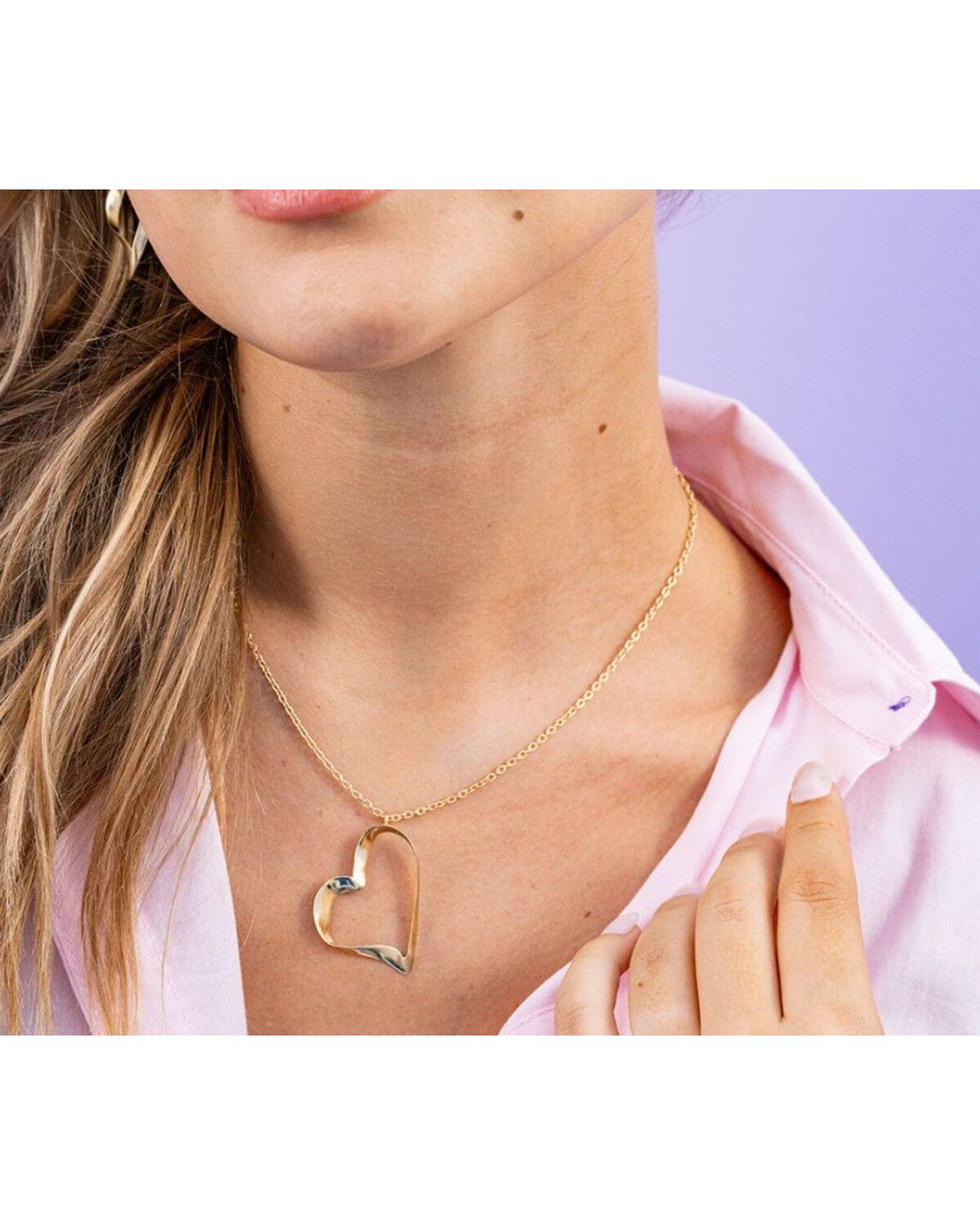 Ink + Alloy Women's Hope Ribbon Open Heart Necklace