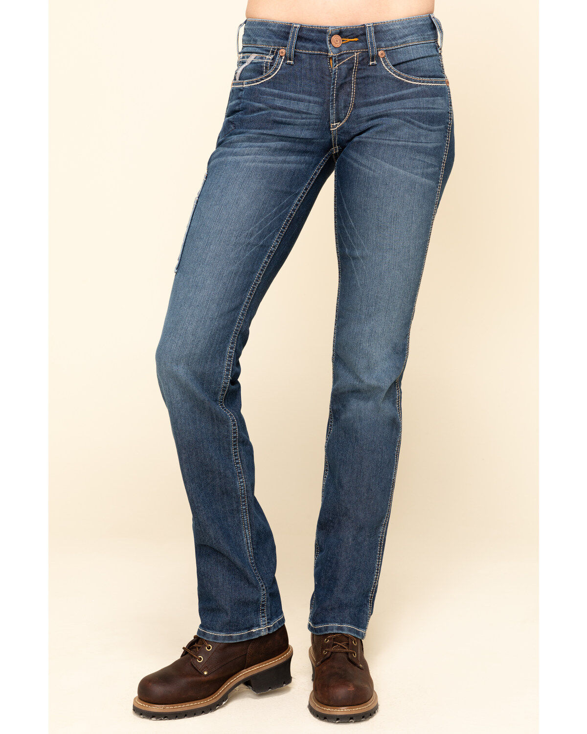 Ariat Women's Rebar Mid Rise Durastretch Nightride Riveter Work Straight Jeans