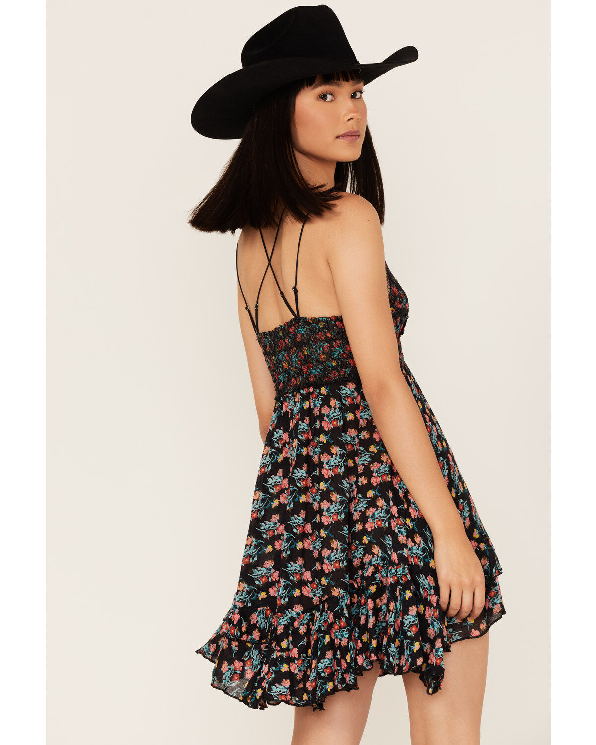Free People Women's Adella Floral Print Sleeveless Slip Mini Dress