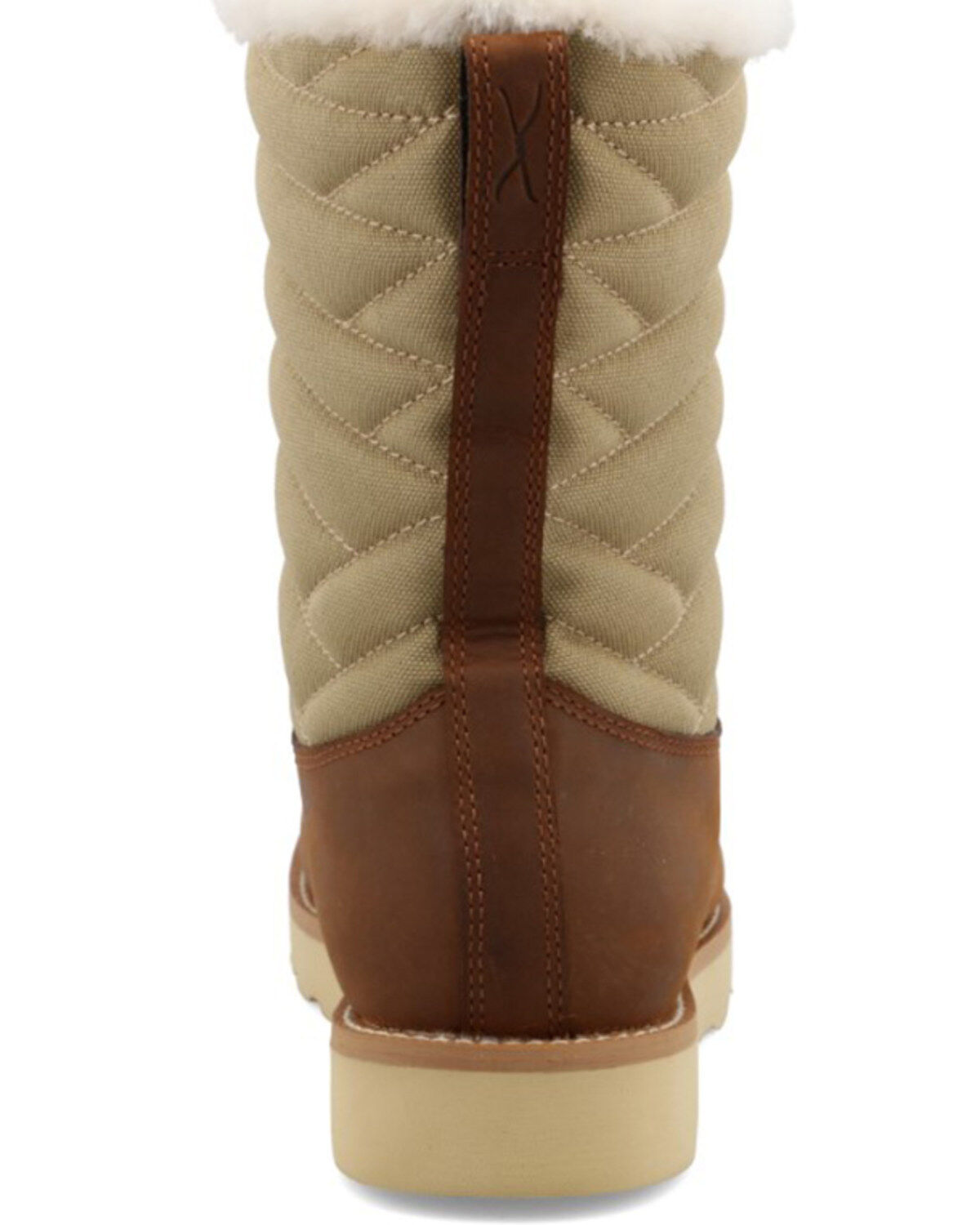 Twisted X Women's Oiled Saddle Lace-Up Shearling Lined Wedge Sole Boots - Moc Toe