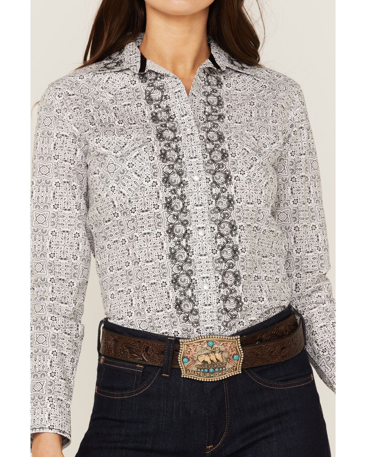 Panhandle Women's Digital Bandana Print Pearl Snap Western Shirt