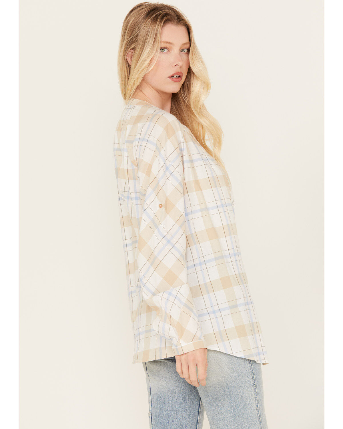 Cleo + Wolf Women's Oversized Plaid Print Button Up