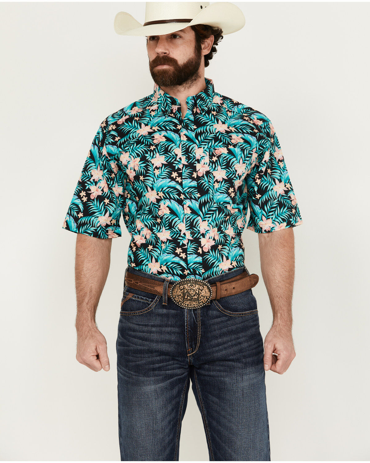 Ariat Men's Jillian Hawaiian Floral Print Short Sleeve Button-Down Western Shirt