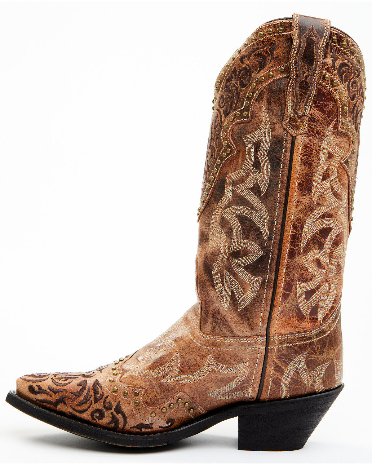 Laredo Women's Braylynn Studded Leather Western Performance Boots - Snip Toe