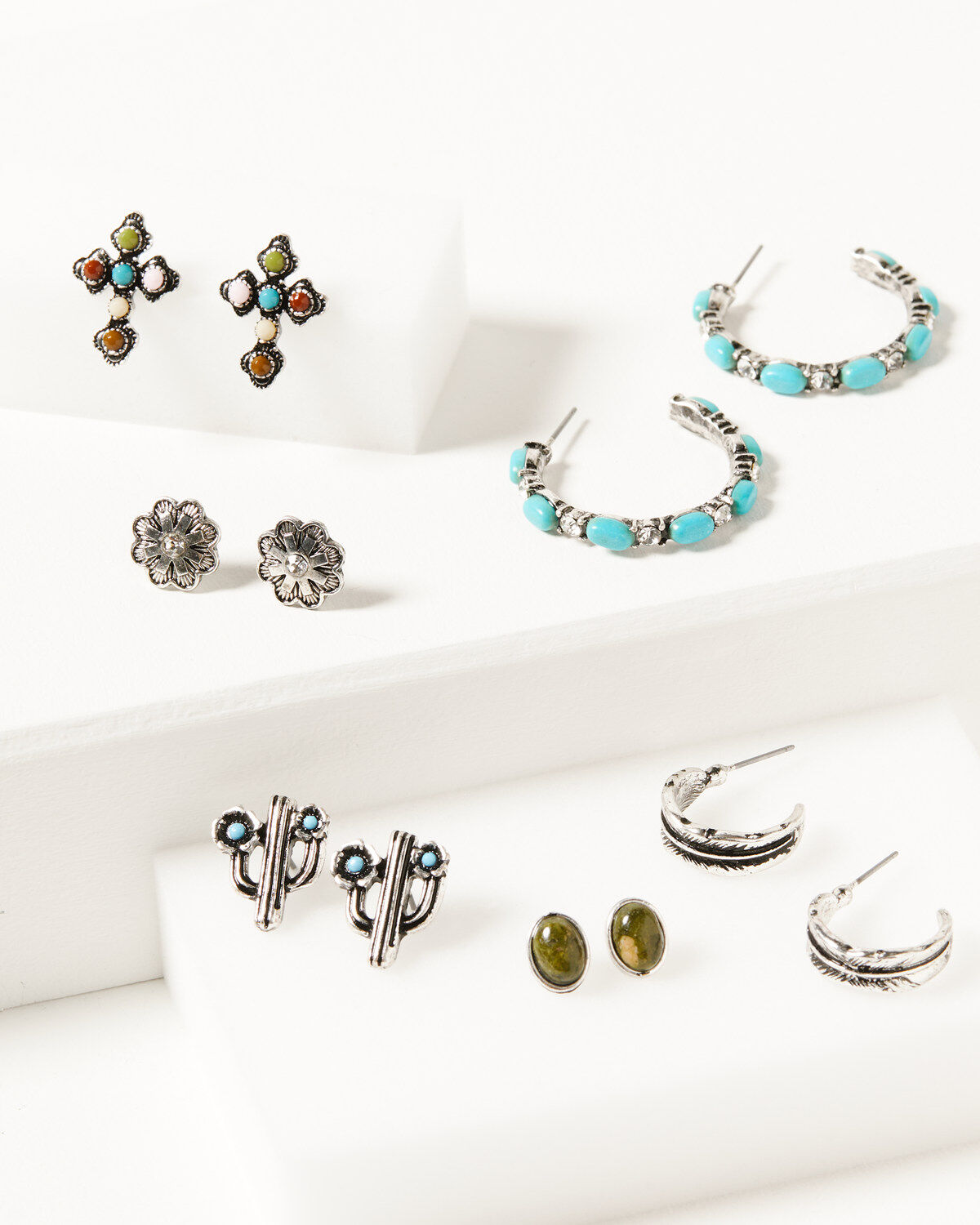 Shyanne Women's Bisbee Falls 6-Piece Cross & Cactus Earrings Set