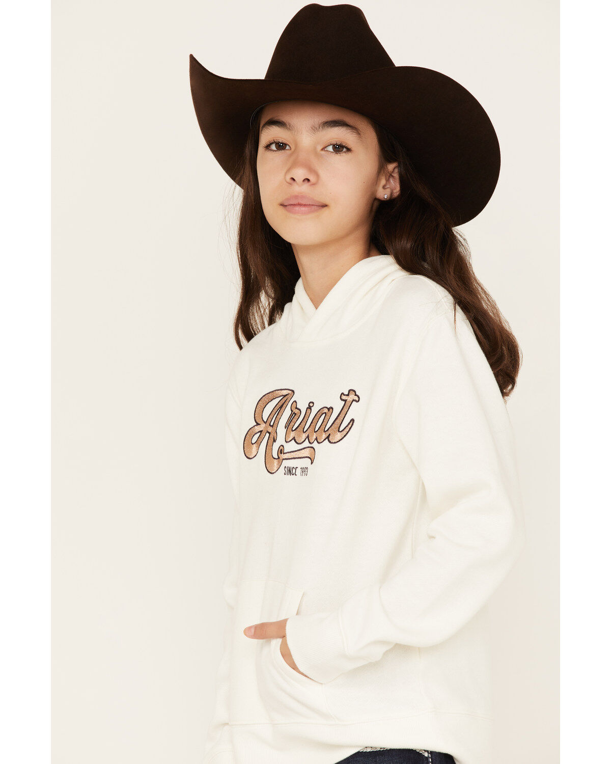 Ariat Girls' Boot Barn Exclusive Metallic Embroidered Logo Hoodie