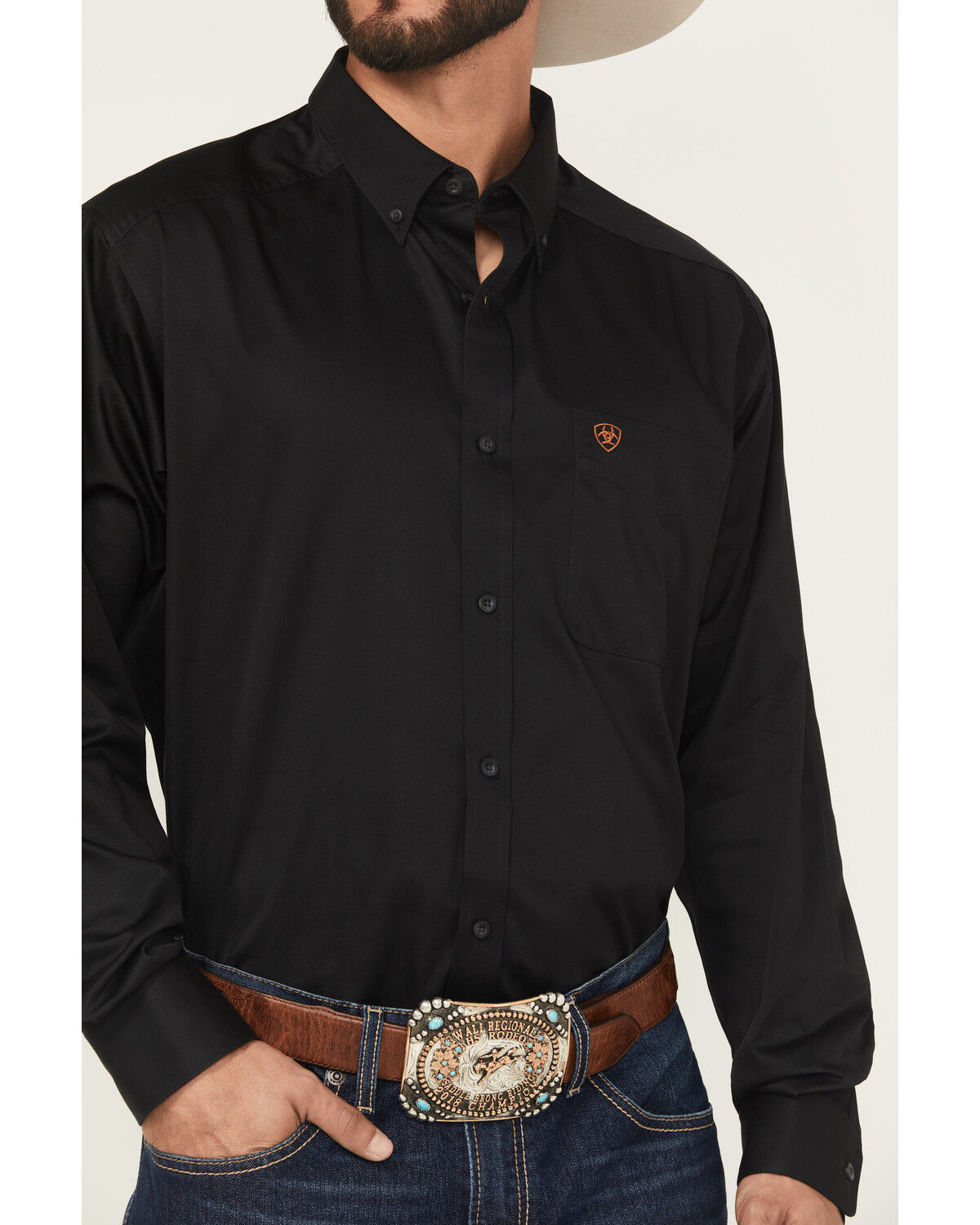 Ariat Men's Solid Twill Long Sleeve Button Down Western Shirt - Big