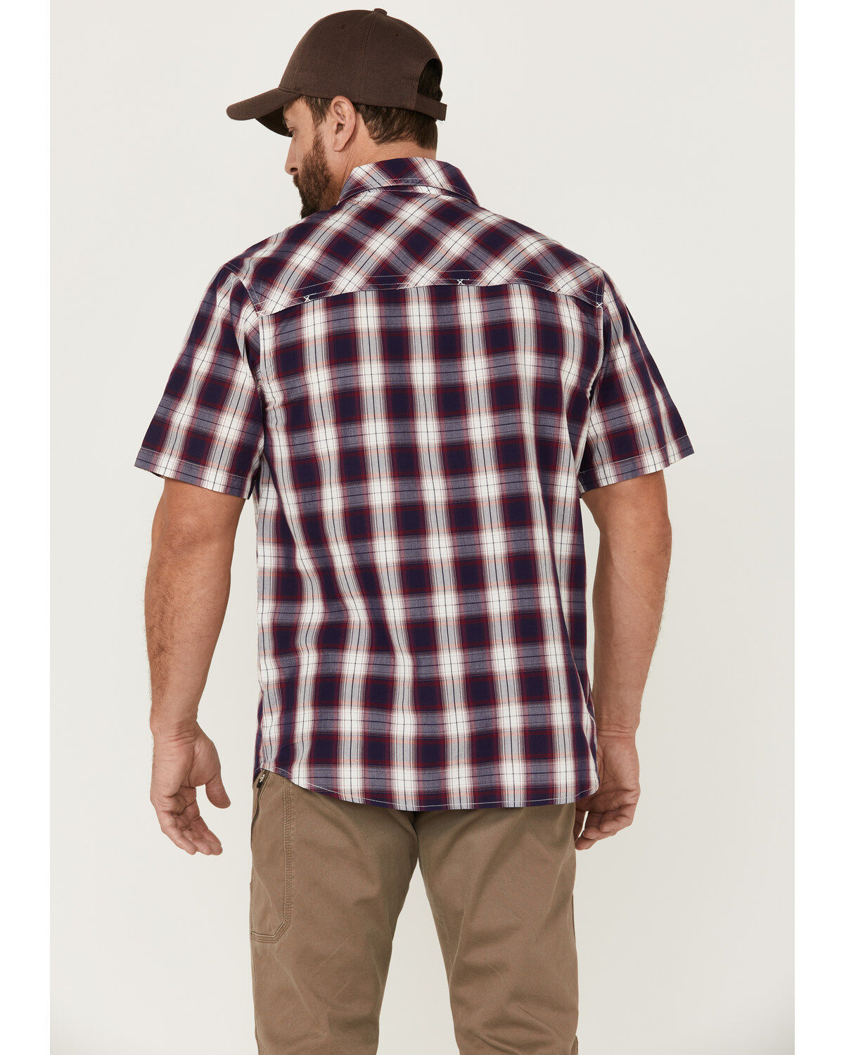 Resistol Men's Atlantis Ombre Plaid Print Short Sleeve Button Down Western Shirt