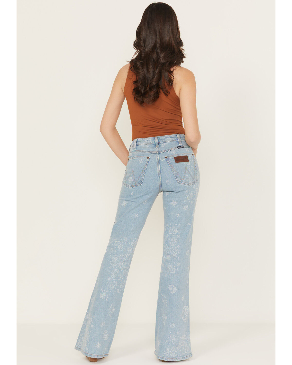 Wrangler Retro Women's Bailey High Rise Paisley Print Flare Stretch Denim Jeans
