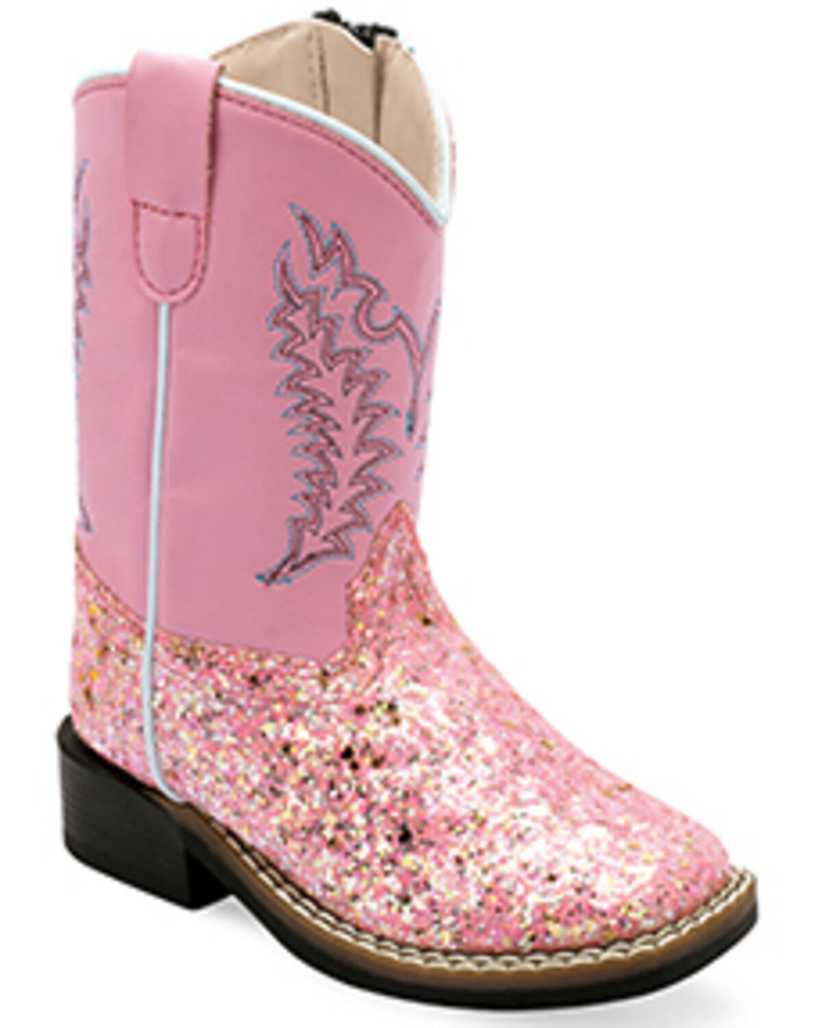 Old West Toddler Girls' Glitter Western Boots - Broad Square Toe