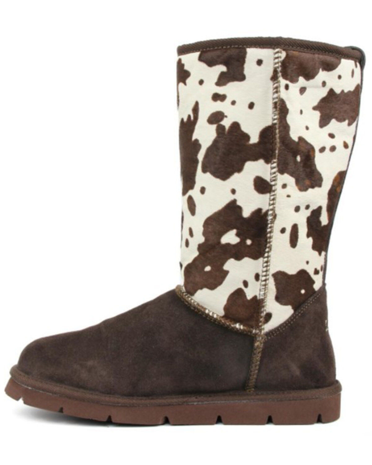 Superlamb Women's Turano 11" Cow Print Real Hair-On Casual Pull On Boots - Round Toe