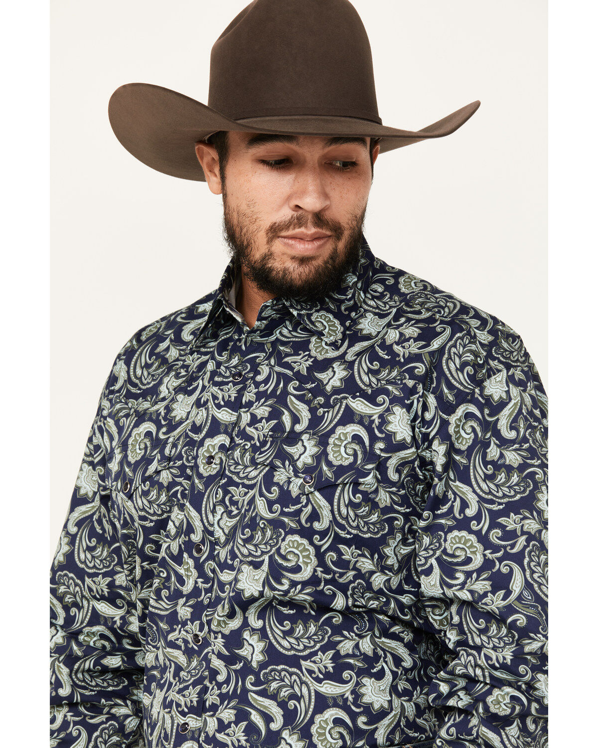 Stetson Men's Paisley Print Long Sleeve Button-Down Western Shirt