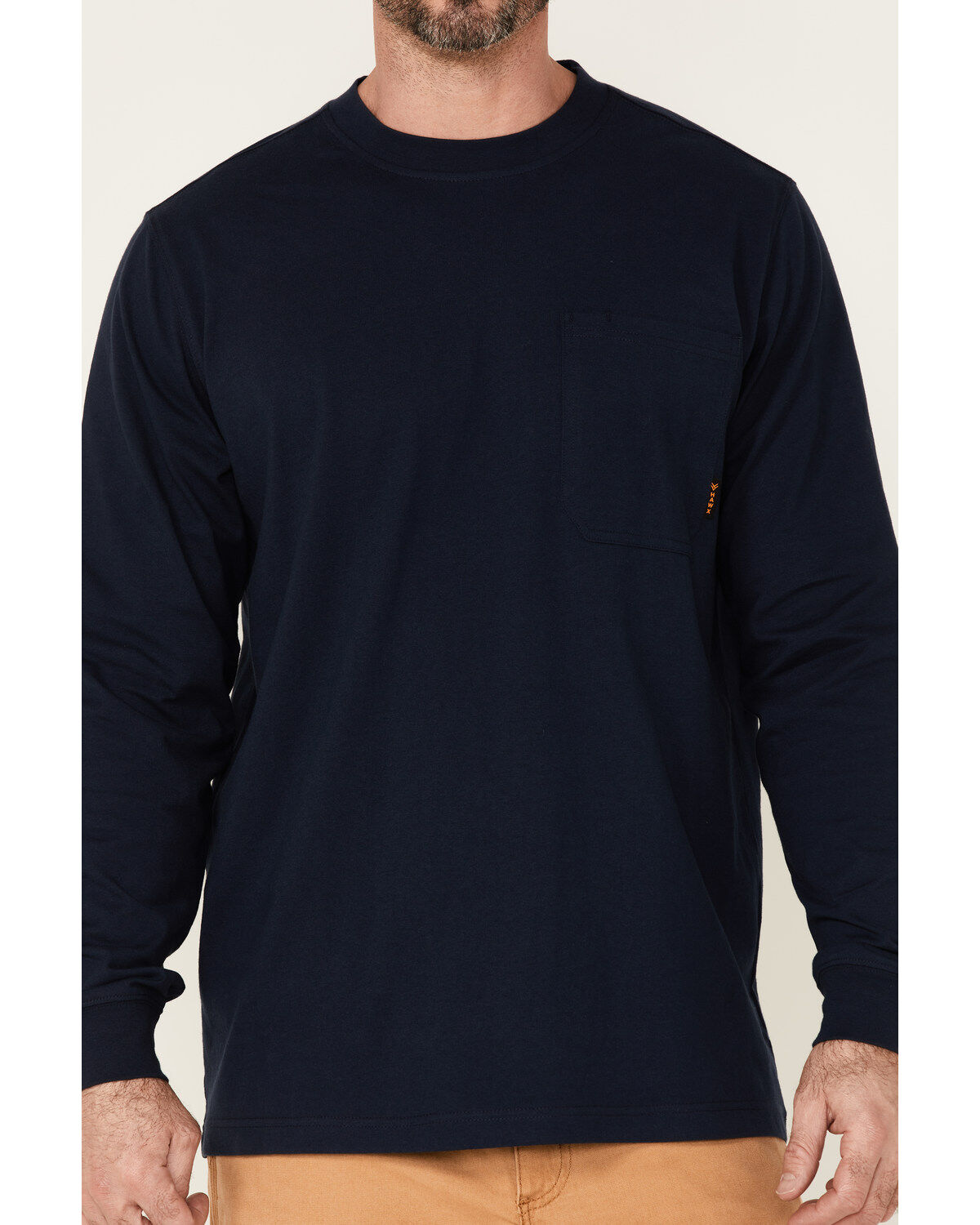 Hawx Men's Solid Navy Forge Long Sleeve Work Pocket T-Shirt - Big