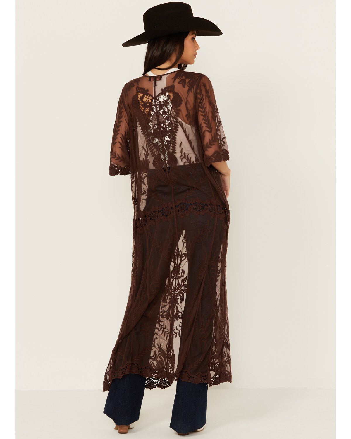 Shyanne Women's Long Knit Lace Kimono