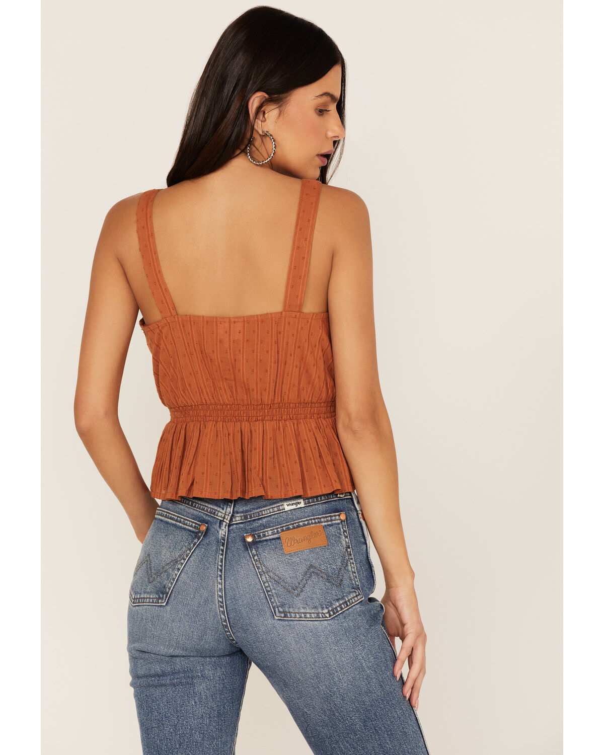 Shyanne Women's Swiss Dot Embroidered Smocked Waist Tank Top