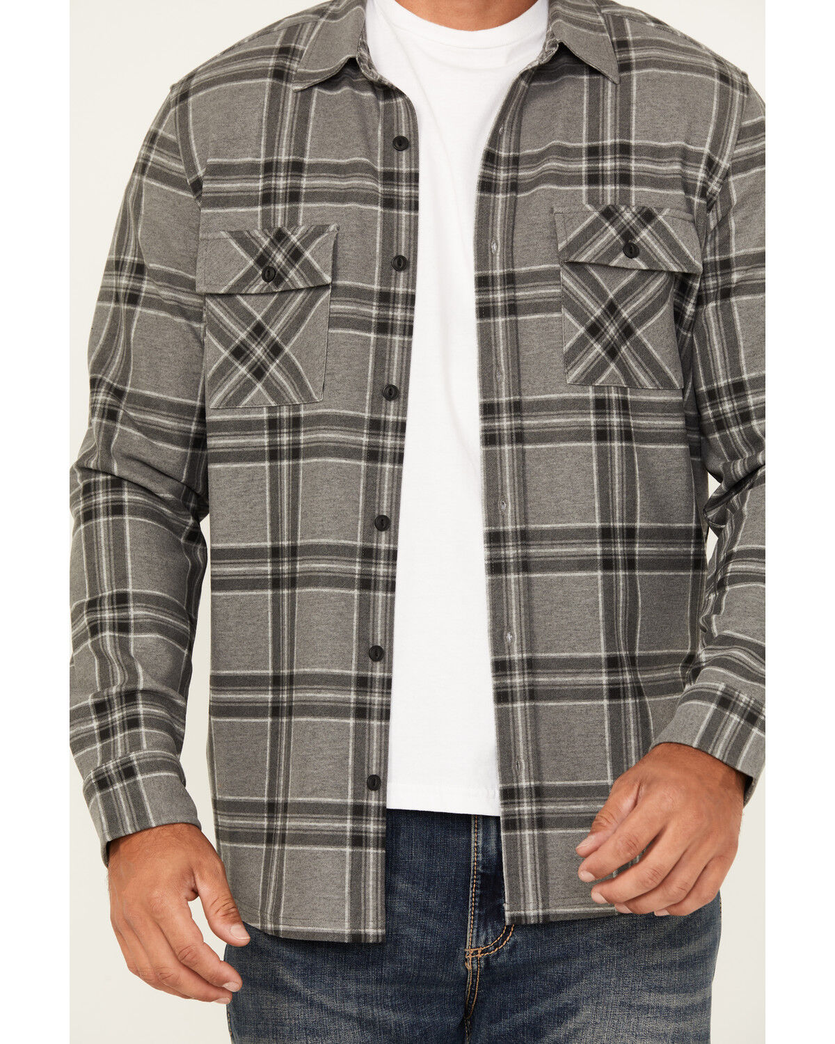 Brothers and Sons Men's Locket Plaid Print Long Sleeve Button-Down Stretch Western Shirt
