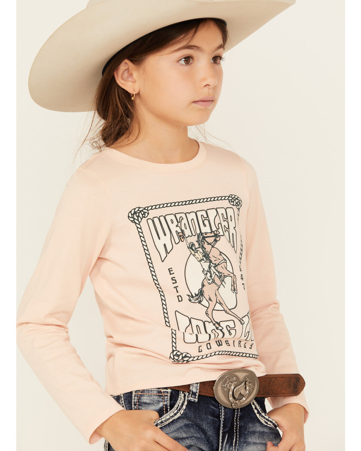 Wrangler Girls' Long Live Cowgirls Long Sleeve Graphic Shirt