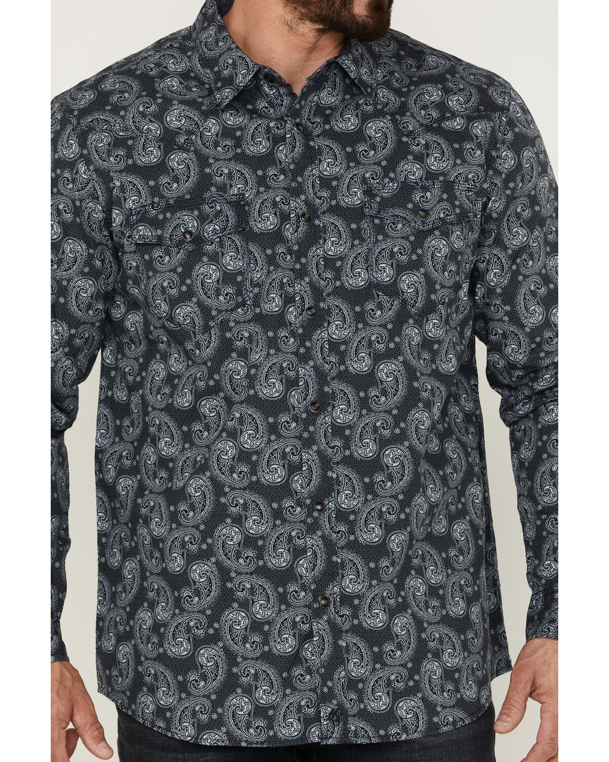 Moonshine Spirit Men's Amusement Large Paisley Print Long Sleeve Western Shirt