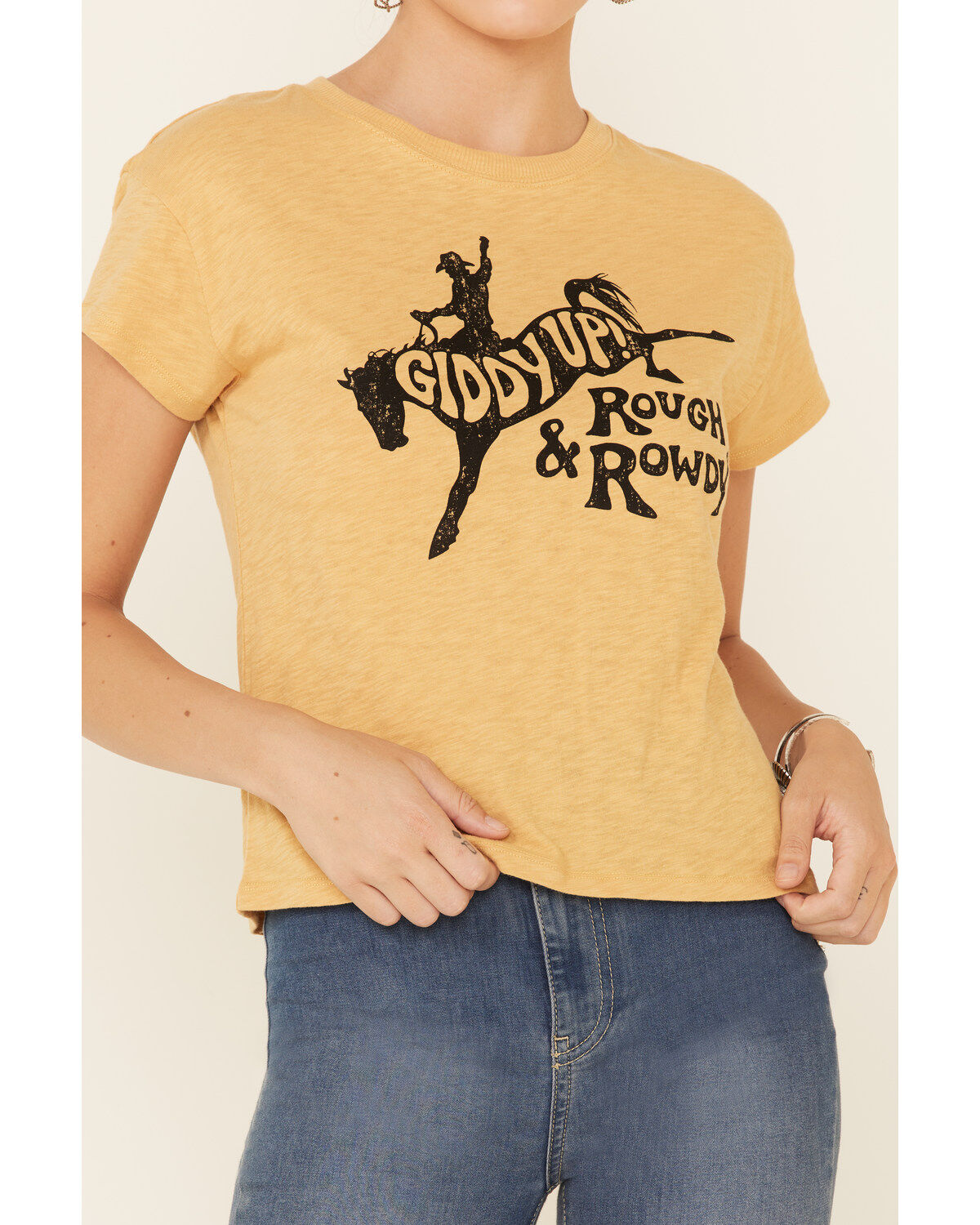 White Crow Women's Giddy Up Rough & Rowdy Graphic Short Sleeve Crop Tee