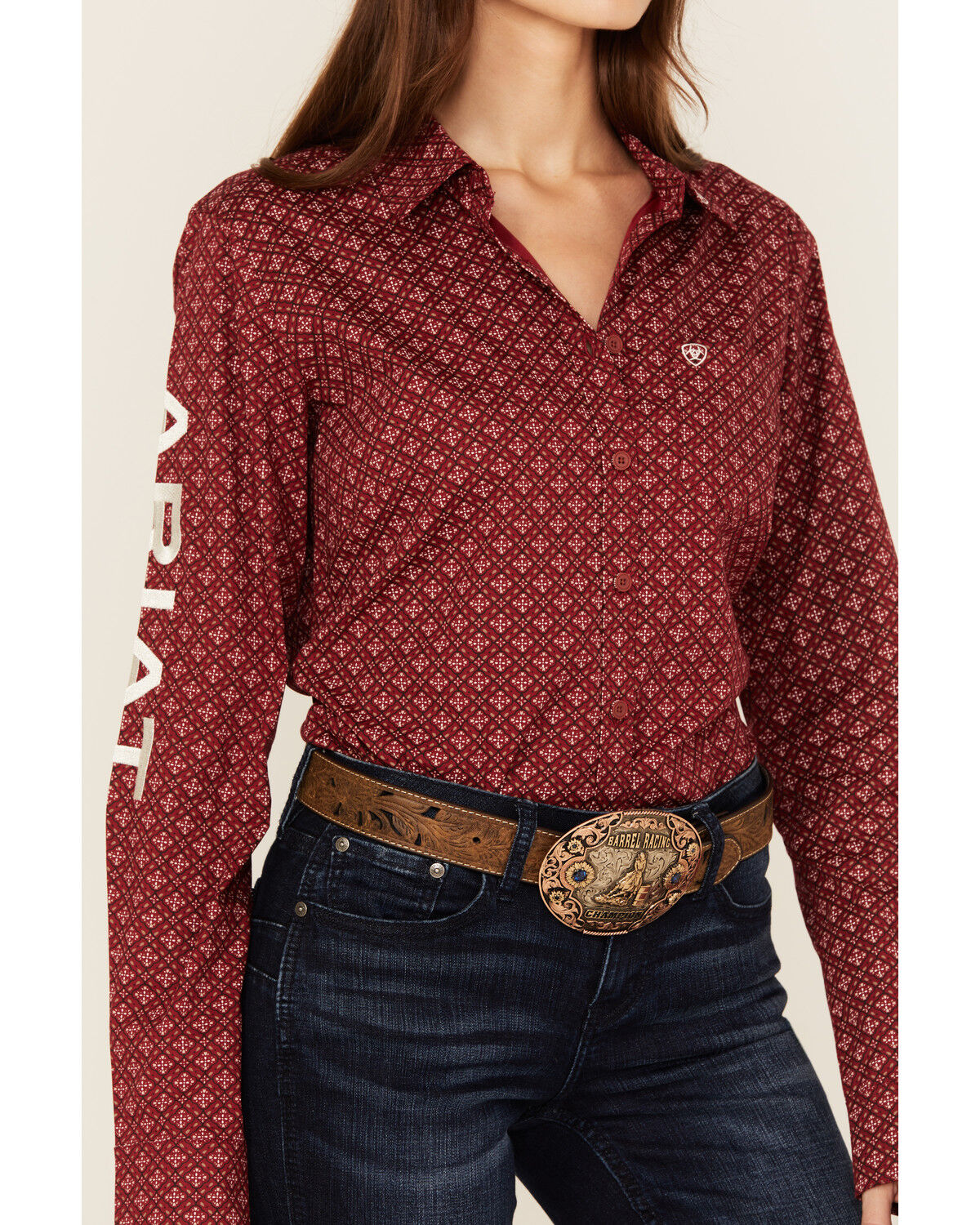 Ariat Women's Team Kirby Geo Print Long Sleeve Button-Down Stretch Western Shirt