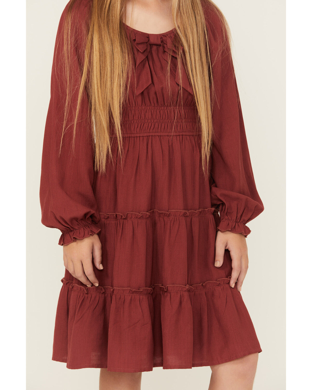 Shyanne Girls' Baby Down Bow Long Sleeve Mini Dress