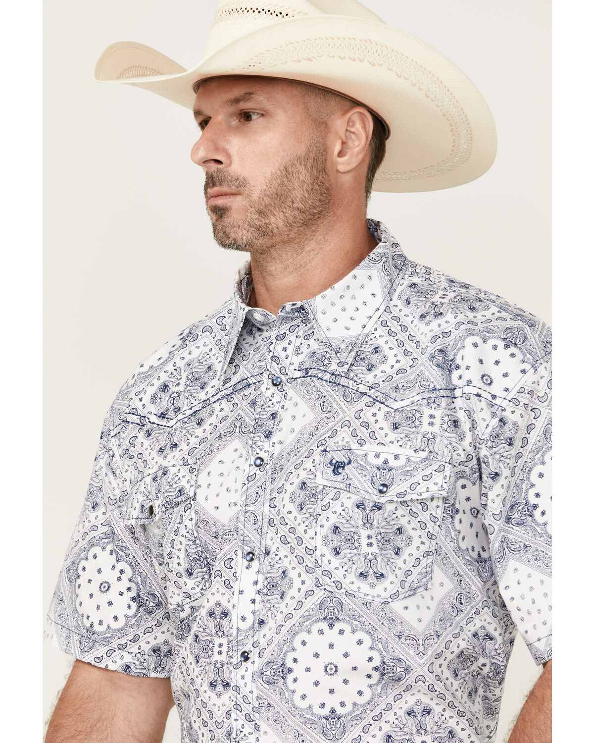 Cowboy Hardware Men's Boot Barn Exclusive Bandana Print Short Sleeve Snap Western Shirt