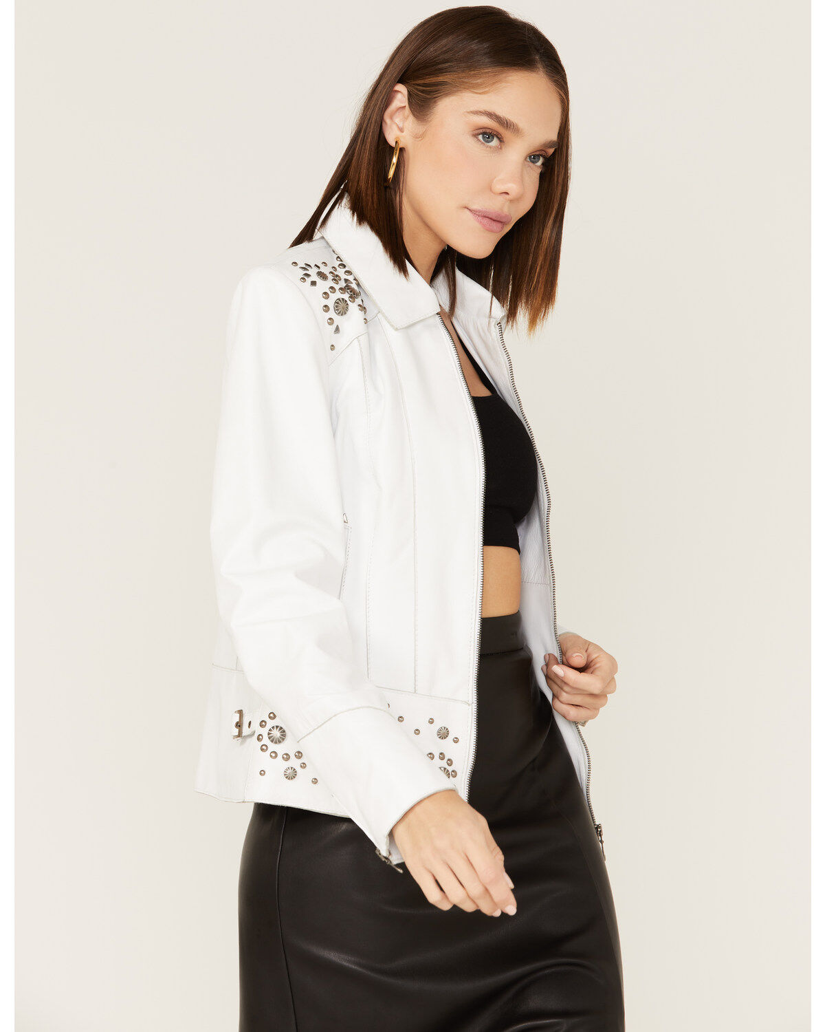 Sidran Women's Studded Moto Leather Jacket