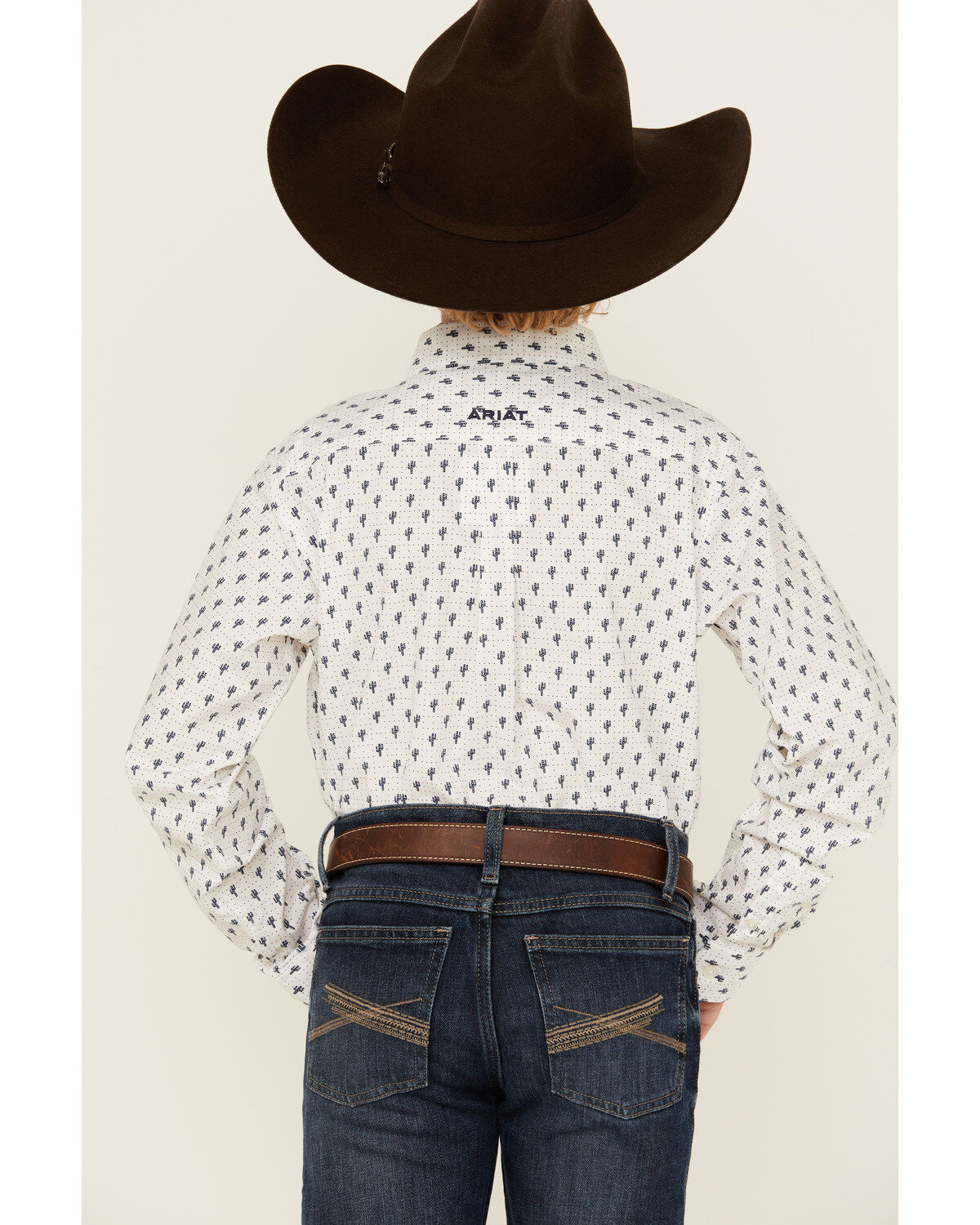 Ariat Boys' Parker Cactus Print Long Sleeve Button-Down Western Shirt