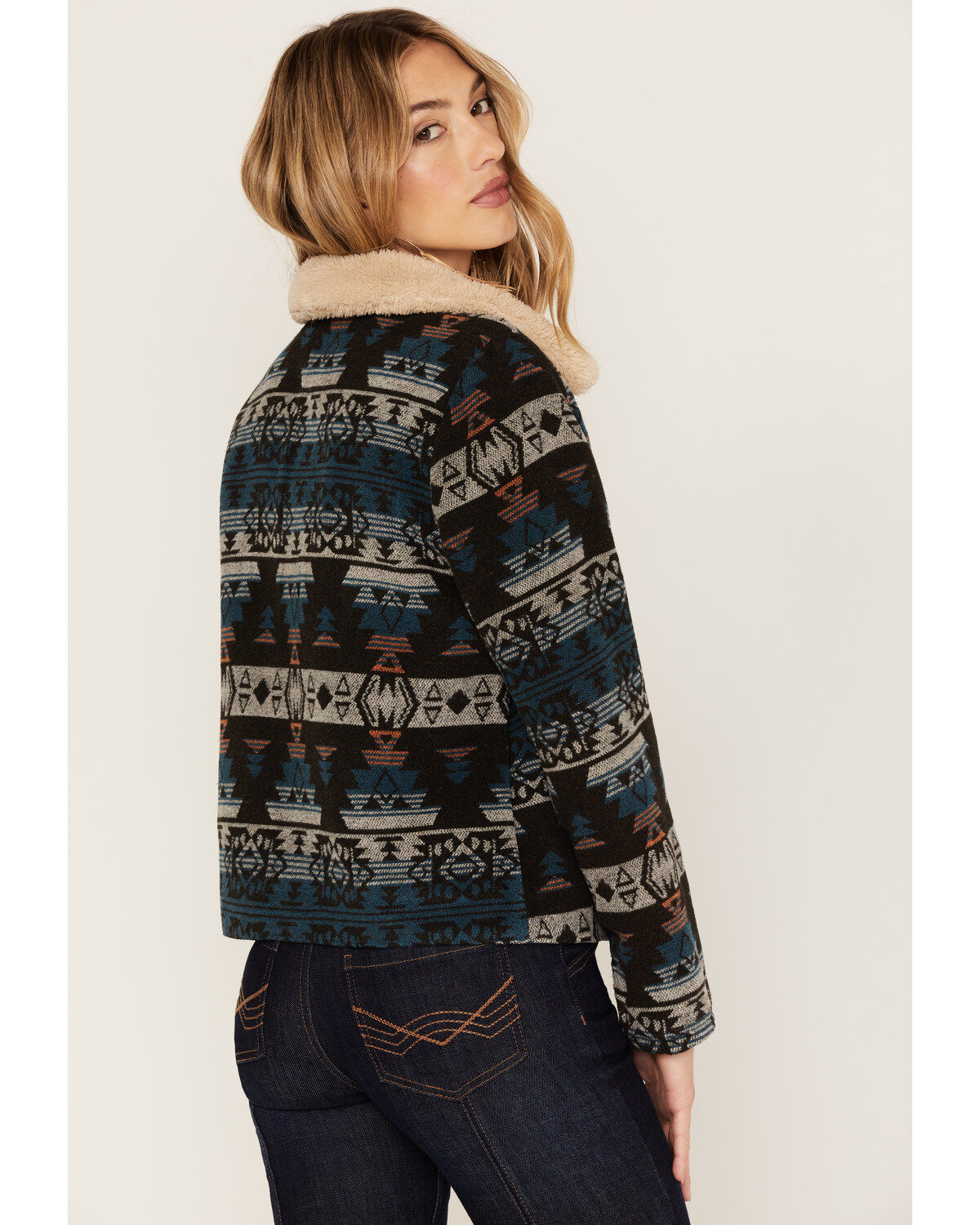 Idyllwind Women's Medium Wash Reversible Sherpa Blanket Denim Jacket